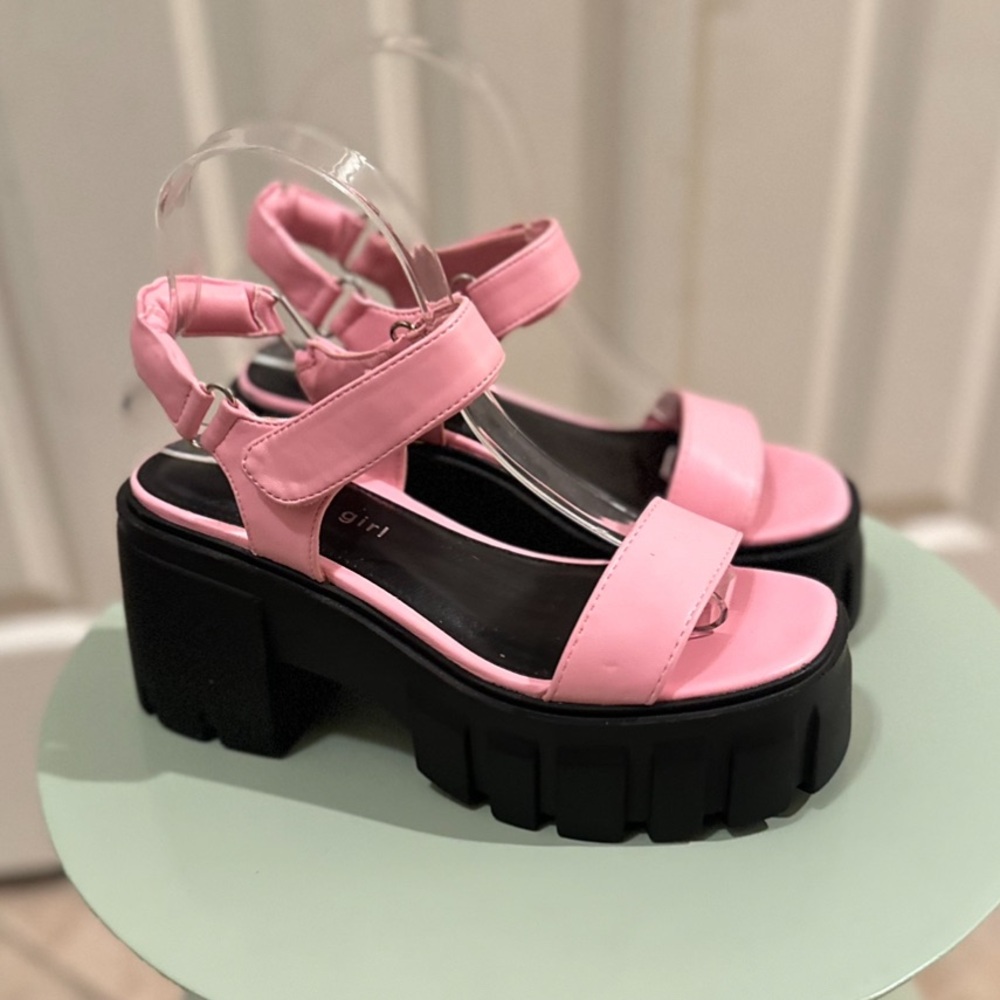 Madden Girl Bubble Gum Pink Platform Sandals.  Worn twice - great shape! Size 6